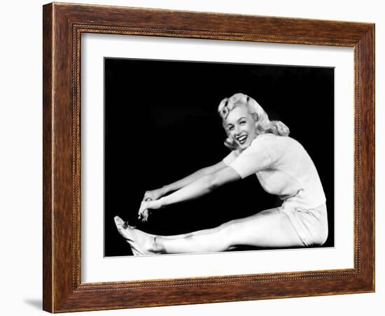 Model and Columbia Starlet Marilyn Monroe, Working Out, ca. 1948-null-Framed Photo