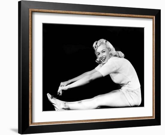 Model and Columbia Starlet Marilyn Monroe, Working Out, ca. 1948-null-Framed Photo