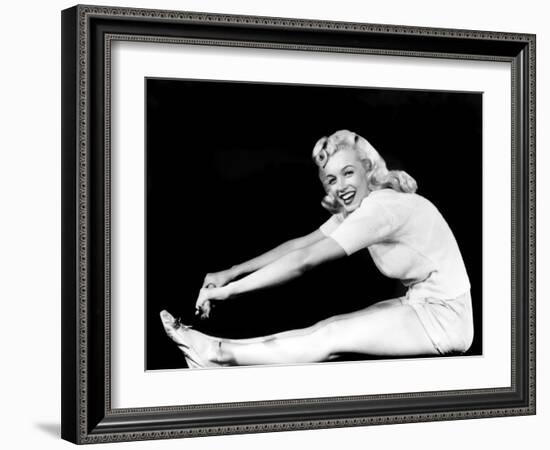 Model and Columbia Starlet Marilyn Monroe, Working Out, ca. 1948-null-Framed Photo