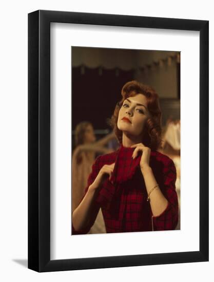 Model Barbara Cummings Changes During a Show of Fall Fashions, New York, New York, 1960-Walter Sanders-Framed Photographic Print