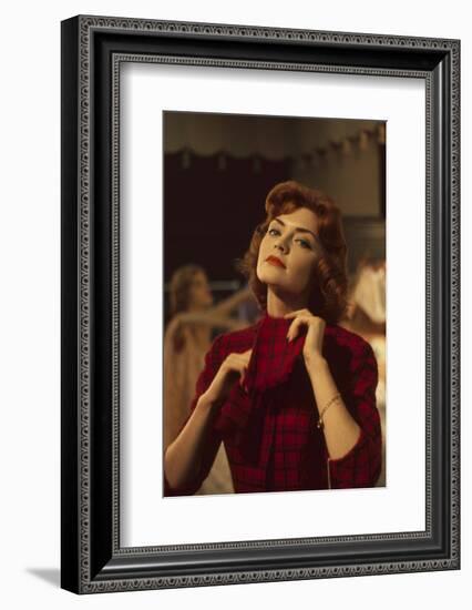 Model Barbara Cummings Changes During a Show of Fall Fashions, New York, New York, 1960-Walter Sanders-Framed Photographic Print