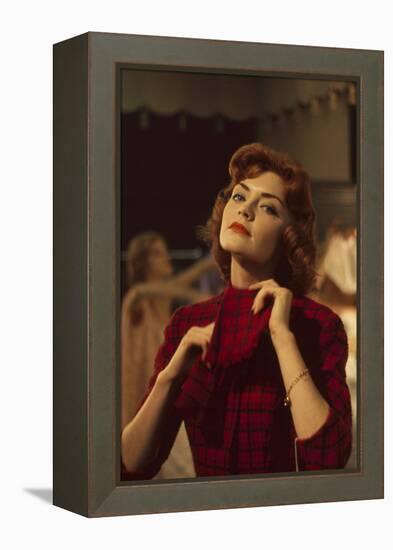 Model Barbara Cummings Changes During a Show of Fall Fashions, New York, New York, 1960-Walter Sanders-Framed Premier Image Canvas