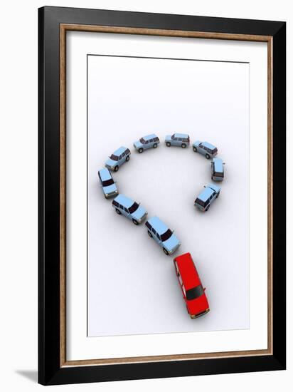 Model Cars As a Question Mark, Artwork-Christian Darkin-Framed Photographic Print