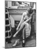 Model Changing Her Shoes For Pierre Balmain's Fashion Show-Nina Leen-Mounted Photographic Print