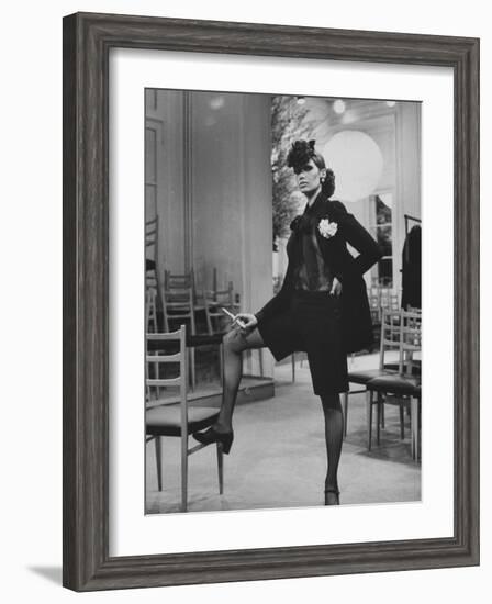 Model Danielle Sauvajeon in Paris Fashion Show 1968-Bill Ray-Framed Photographic Print