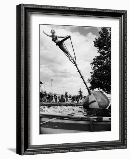 Model Demonstrating the Aqua Bobber-Francis Miller-Framed Photographic Print