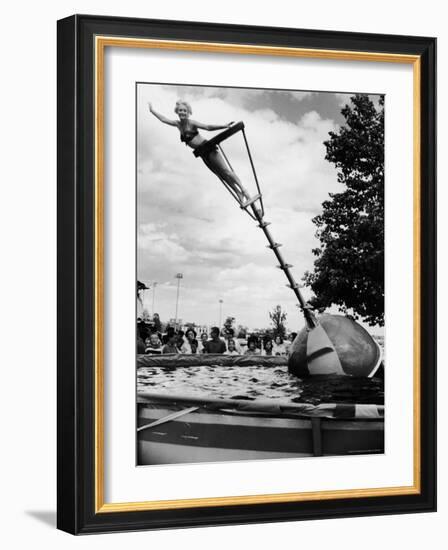 Model Demonstrating the Aqua Bobber-Francis Miller-Framed Photographic Print