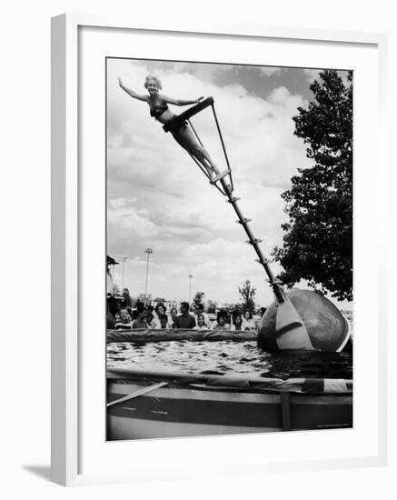 Model Demonstrating the Aqua Bobber-Francis Miller-Framed Photographic Print