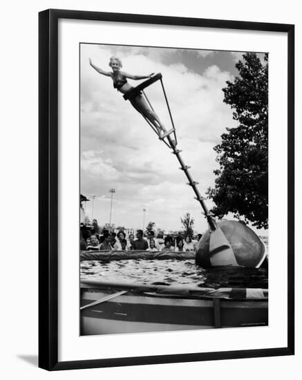 Model Demonstrating the Aqua Bobber-Francis Miller-Framed Photographic Print