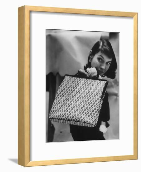 Model Displaying a Printed Leather Handbag-Gordon Parks-Framed Photographic Print