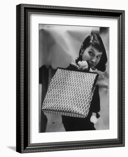 Model Displaying a Printed Leather Handbag-Gordon Parks-Framed Photographic Print