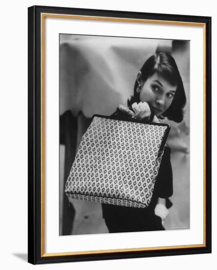 Model Displaying a Printed Leather Handbag-Gordon Parks-Framed Photographic Print
