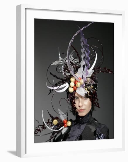 Model Displays a Creation by Pastry Chef Koichi Izumi During the Tokyo Sweets Collection 2009-null-Framed Photographic Print