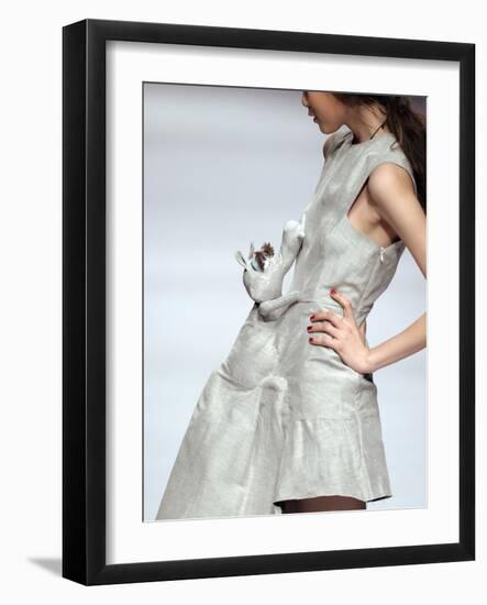 Model Displays a Creation by University Graduates During China Fashion Week in Beijing-null-Framed Photographic Print