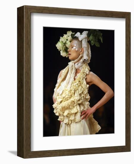 Model Displays Creation by Aya Furuhashi During Tokyo Fashion Week-null-Framed Photographic Print