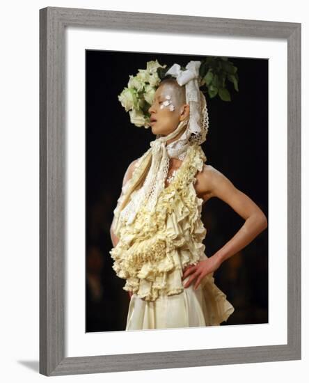 Model Displays Creation by Aya Furuhashi During Tokyo Fashion Week-null-Framed Photographic Print