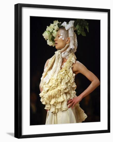 Model Displays Creation by Aya Furuhashi During Tokyo Fashion Week-null-Framed Photographic Print