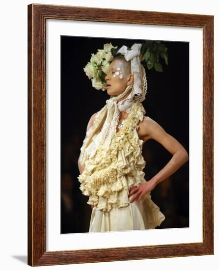 Model Displays Creation by Aya Furuhashi During Tokyo Fashion Week-null-Framed Photographic Print