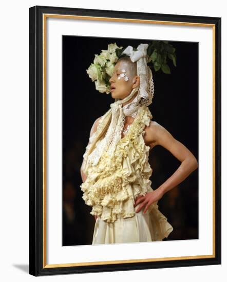 Model Displays Creation by Aya Furuhashi During Tokyo Fashion Week-null-Framed Photographic Print