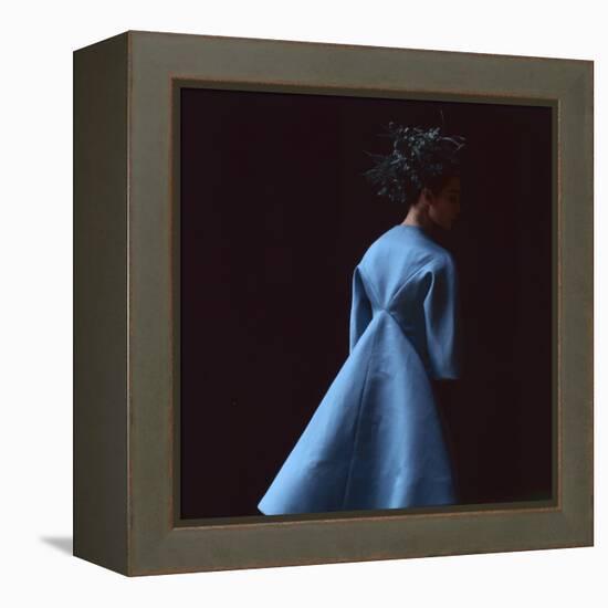 Model Dressed in a Blue Coat by Roberto Capucci, Paris, France, 1962-Paul Schutzer-Framed Premier Image Canvas