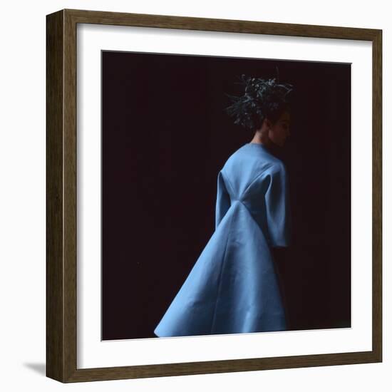 Model Dressed in a Blue Coat by Roberto Capucci, Paris, France, 1962-Paul Schutzer-Framed Photographic Print