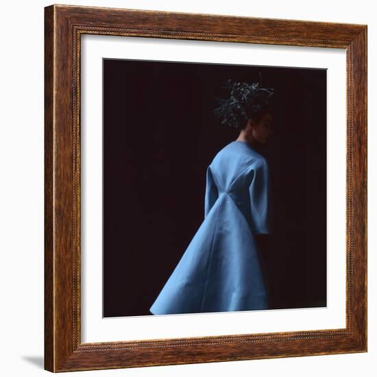 Model Dressed in a Blue Coat by Roberto Capucci, Paris, France, 1962-Paul Schutzer-Framed Photographic Print