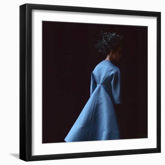 Model Dressed in a Blue Coat by Roberto Capucci, Paris, France, 1962-Paul Schutzer-Framed Photographic Print