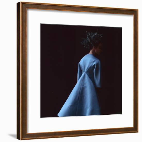 Model Dressed in a Blue Coat by Roberto Capucci, Paris, France, 1962-Paul Schutzer-Framed Photographic Print