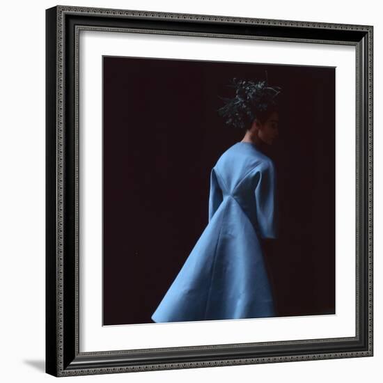 Model Dressed in a Blue Coat by Roberto Capucci, Paris, France, 1962-Paul Schutzer-Framed Photographic Print