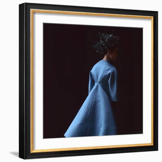 Model Dressed in a Blue Coat by Roberto Capucci, Paris, France, 1962-Paul Schutzer-Framed Photographic Print