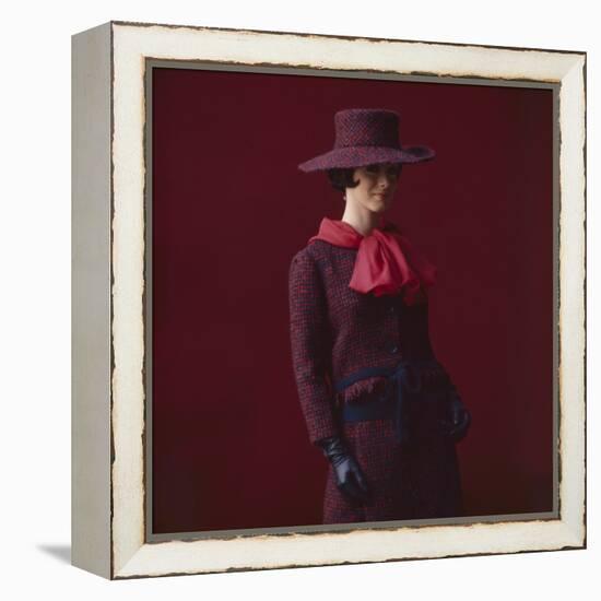 Model Dressed in a Matching Tweed Hat, Jacket, and Skirt by Yves St Laurent, Paris, France, 1962-Paul Schutzer-Framed Premier Image Canvas