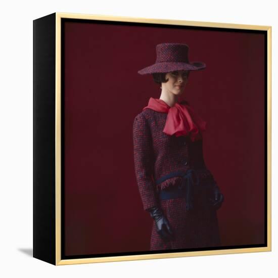 Model Dressed in a Matching Tweed Hat, Jacket, and Skirt by Yves St Laurent, Paris, France, 1962-Paul Schutzer-Framed Premier Image Canvas