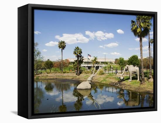 Model Elephants in La Brea Tar Pits, Hollywood, Los Angeles, California, USA-Kober Christian-Framed Premier Image Canvas