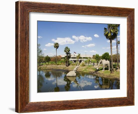 Model Elephants in La Brea Tar Pits, Hollywood, Los Angeles, California, USA-Kober Christian-Framed Photographic Print