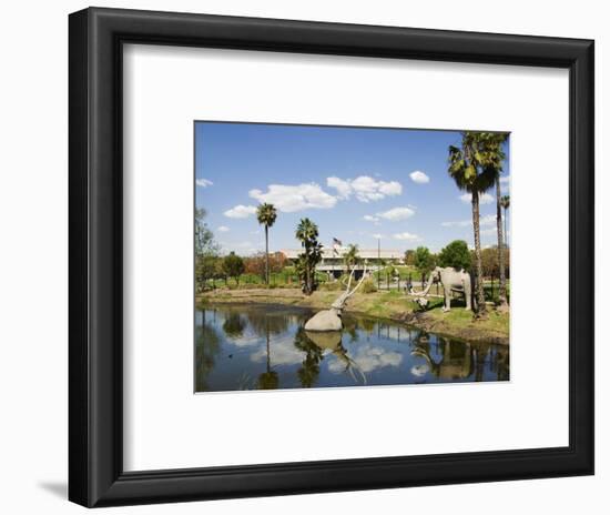 Model Elephants in La Brea Tar Pits, Hollywood, Los Angeles, California, USA-Kober Christian-Framed Photographic Print