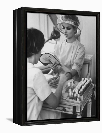 Model Getting a Manicure Prior to the "April in Paris" Charity Ball-Yale Joel-Framed Premier Image Canvas