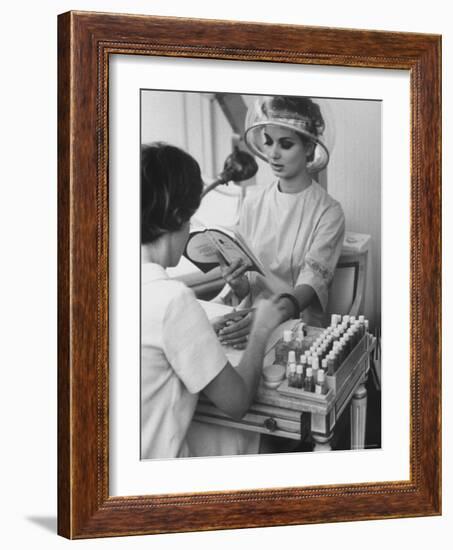 Model Getting a Manicure Prior to the "April in Paris" Charity Ball-Yale Joel-Framed Photographic Print