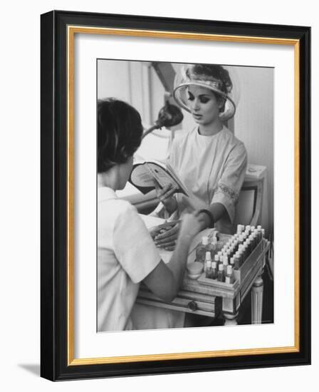 Model Getting a Manicure Prior to the "April in Paris" Charity Ball-Yale Joel-Framed Photographic Print