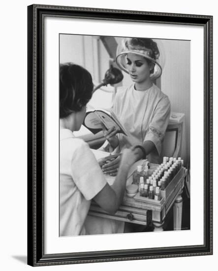 Model Getting a Manicure Prior to the "April in Paris" Charity Ball-Yale Joel-Framed Photographic Print