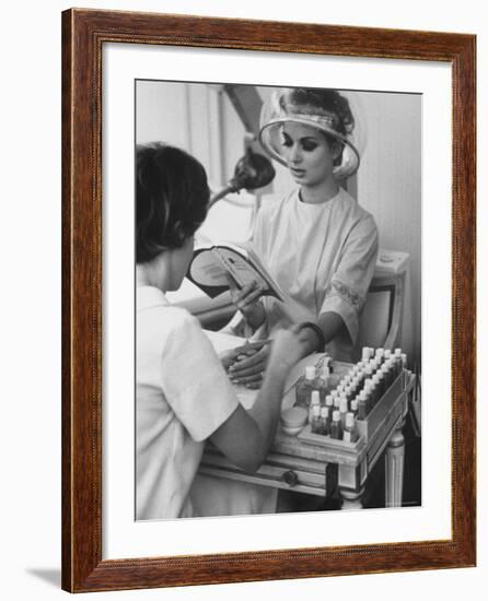 Model Getting a Manicure Prior to the "April in Paris" Charity Ball-Yale Joel-Framed Photographic Print