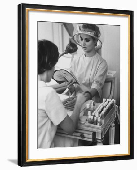 Model Getting a Manicure Prior to the "April in Paris" Charity Ball-Yale Joel-Framed Photographic Print