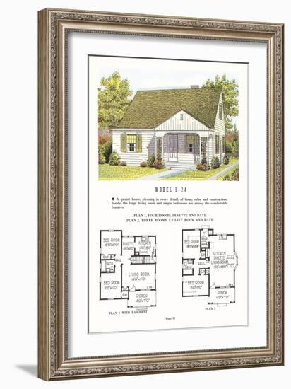 Model House and Floor Plan-null-Framed Art Print