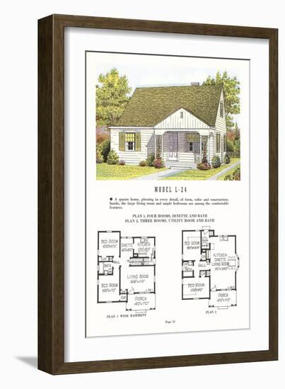 Model House and Floor Plan-null-Framed Art Print