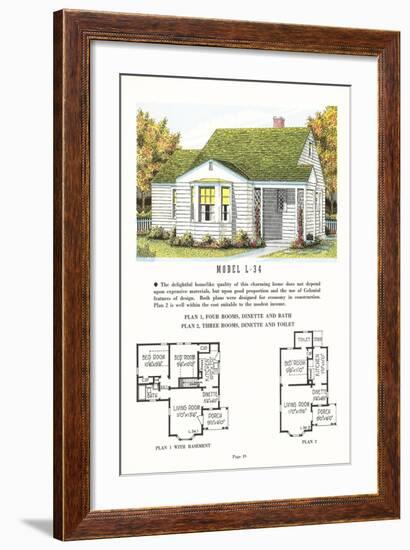 Model House and Floor Plan-null-Framed Art Print