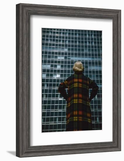 Model in a Long, Wool Coat with Plaid, Autumn Colors, New York, New York, 1954-Nina Leen-Framed Photographic Print