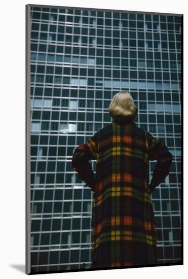 Model in a Long, Wool Coat with Plaid, Autumn Colors, New York, New York, 1954-Nina Leen-Mounted Photographic Print