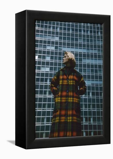 Model in a Long, Wool Coat with Plaid, New York, New York, 1954-Nina Leen-Framed Premier Image Canvas