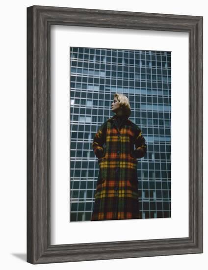 Model in a Long, Wool Coat with Plaid, New York, New York, 1954-Nina Leen-Framed Photographic Print