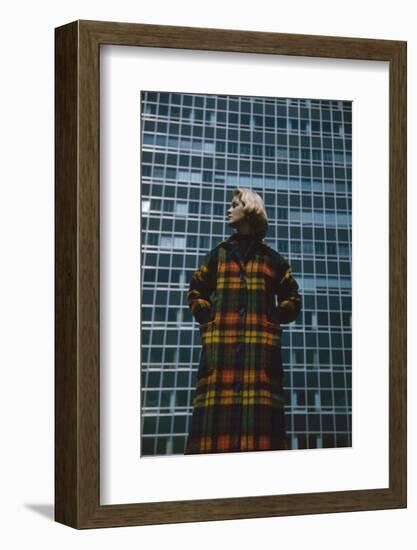 Model in a Long, Wool Coat with Plaid, New York, New York, 1954-Nina Leen-Framed Photographic Print
