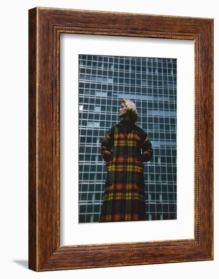 Model in a Long, Wool Coat with Plaid, New York, New York, 1954-Nina Leen-Framed Photographic Print